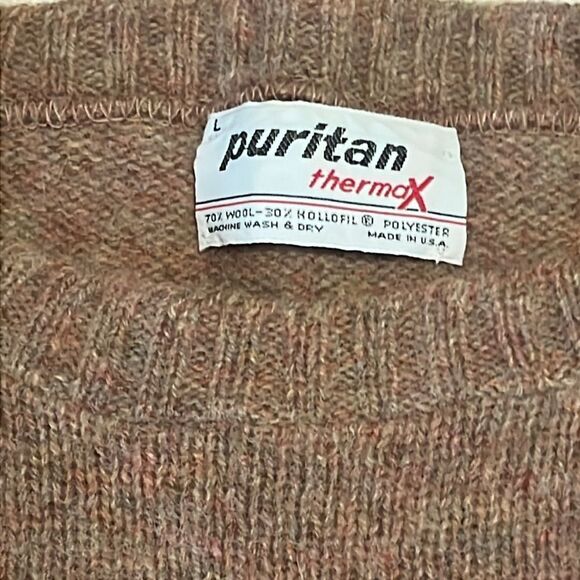 Puritan Brown Wool Pullover Long Sleeves Vintage Sweater Size Large - Picture 8 of 10